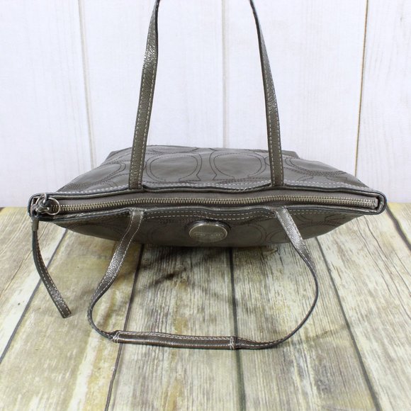 COACH Signature Patent Leather Tote Shoulder Bag - Picture 7 of 12